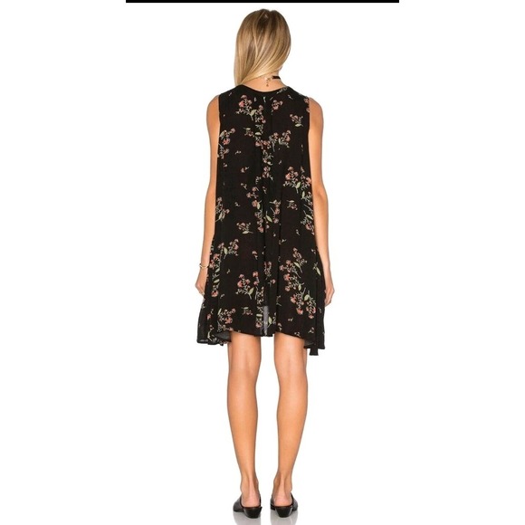 Free People Size Medium Snap Out of It Swing Black Sleeveless Floral Tunic Dress - Picture 5 of 8